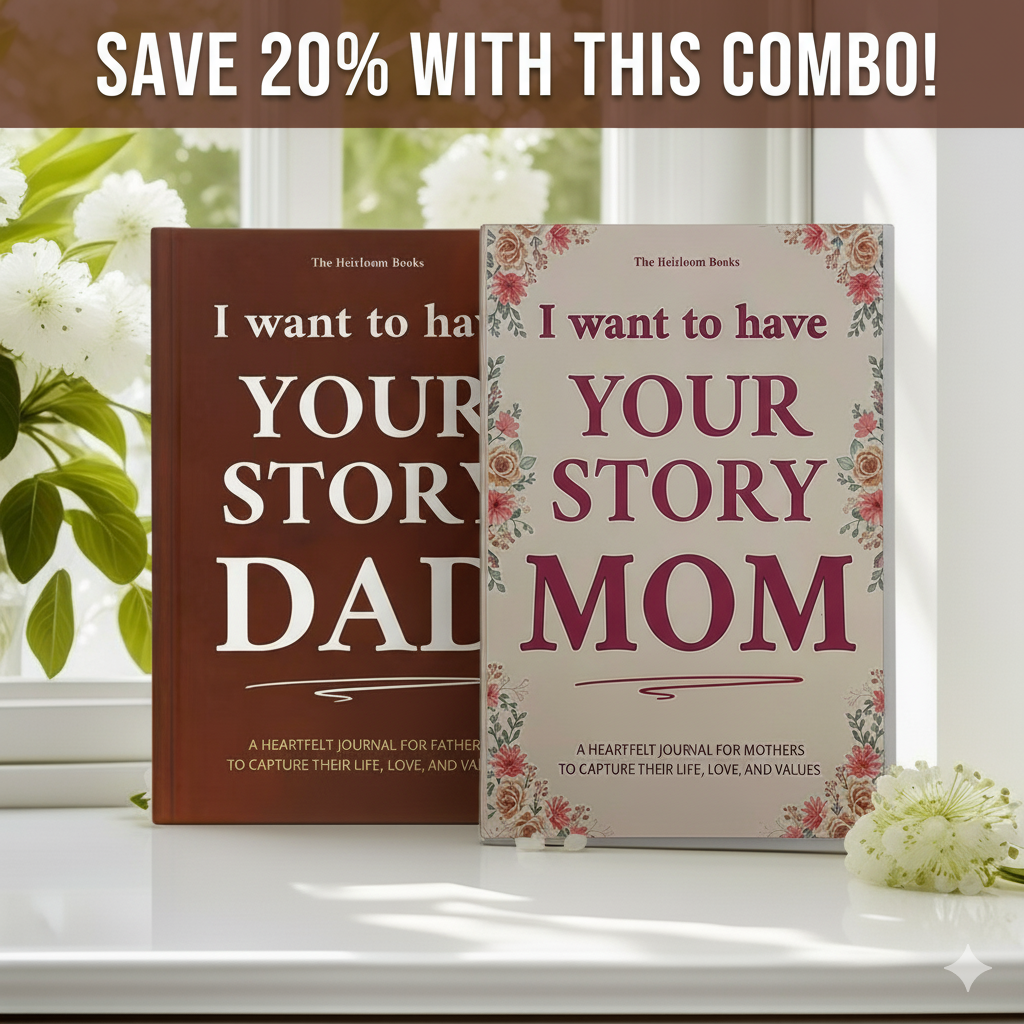 Combo “I Want to Have Your Story” Heirloom Journal | A Timeless Gift for Mom and Dad
