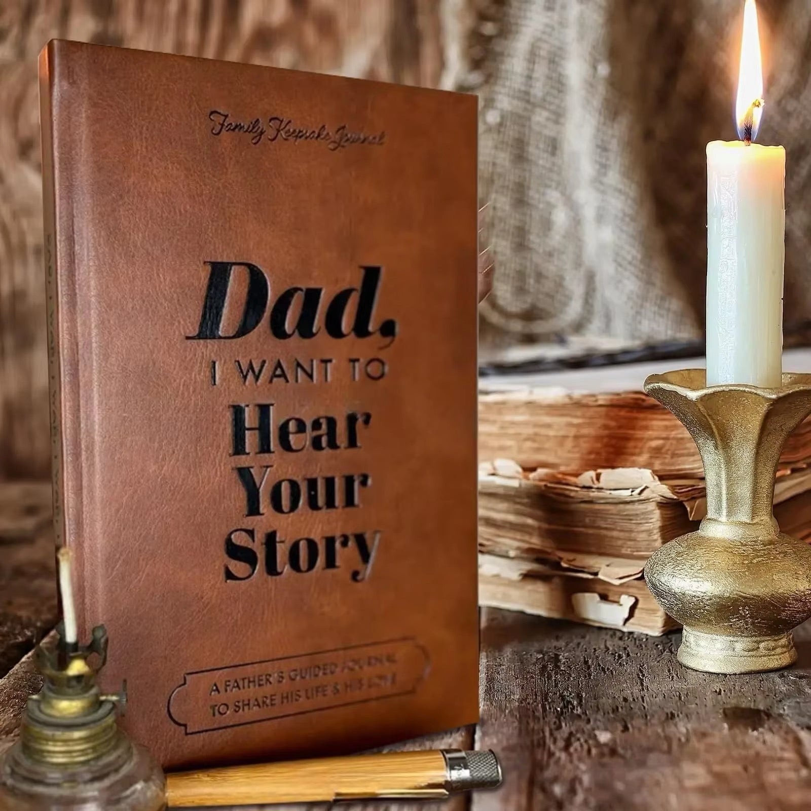 "Dad/Mom, I want to hear your stories" A beautiful heirloom book, a perfect gift for mom or dad.