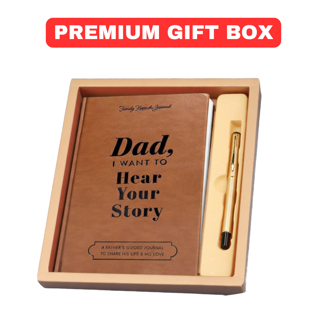 "Dad/Mom, I want to hear your stories" A beautiful heirloom book, a perfect gift for mom or dad.